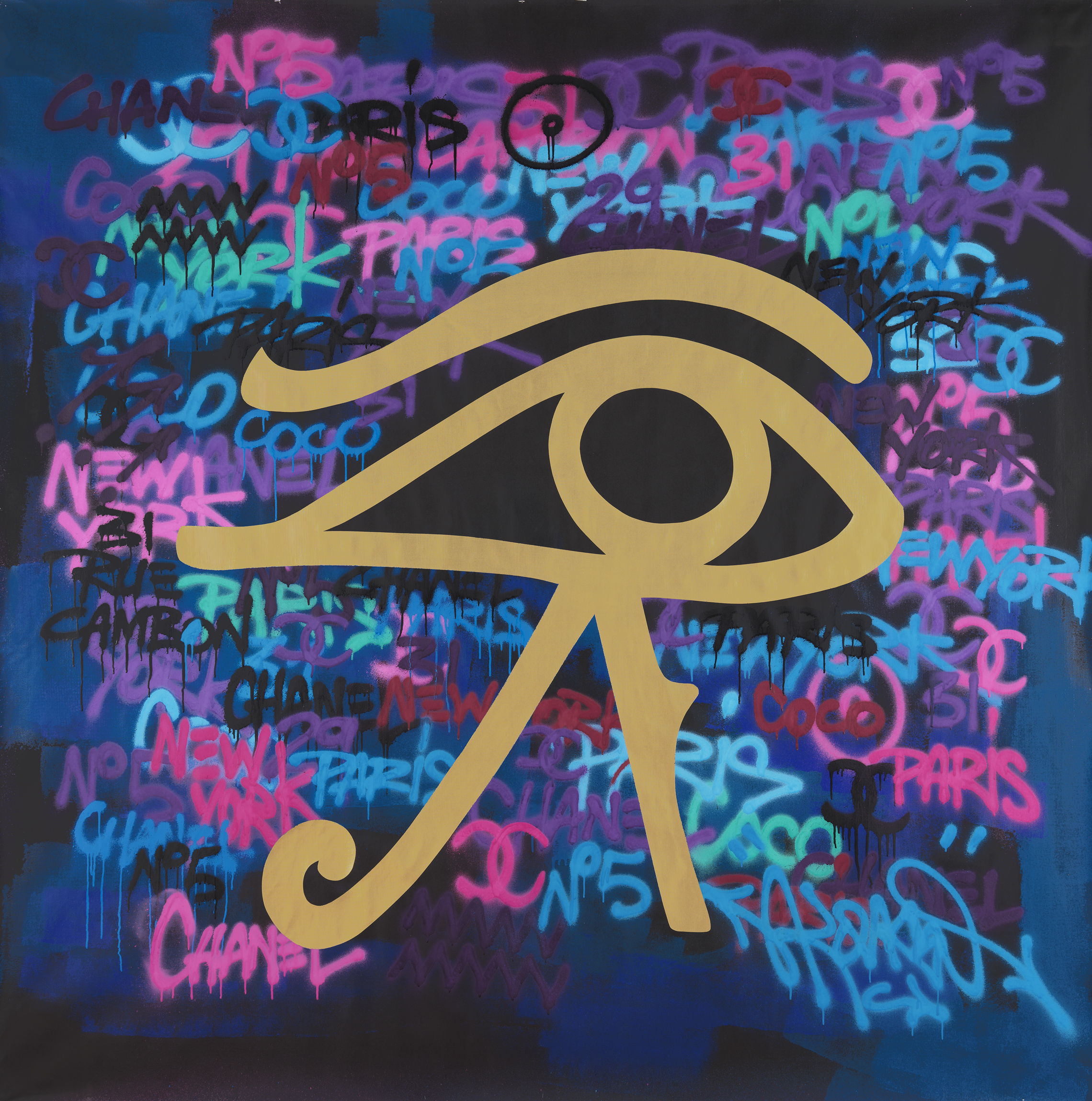 Horus-eye_200x200_2019_mixed_media_on_french_linen